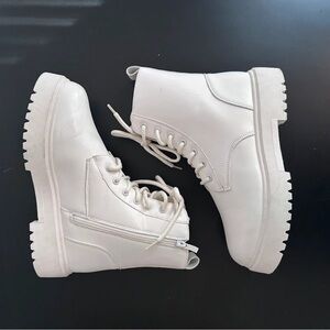 TOP Moda White Combat Boots